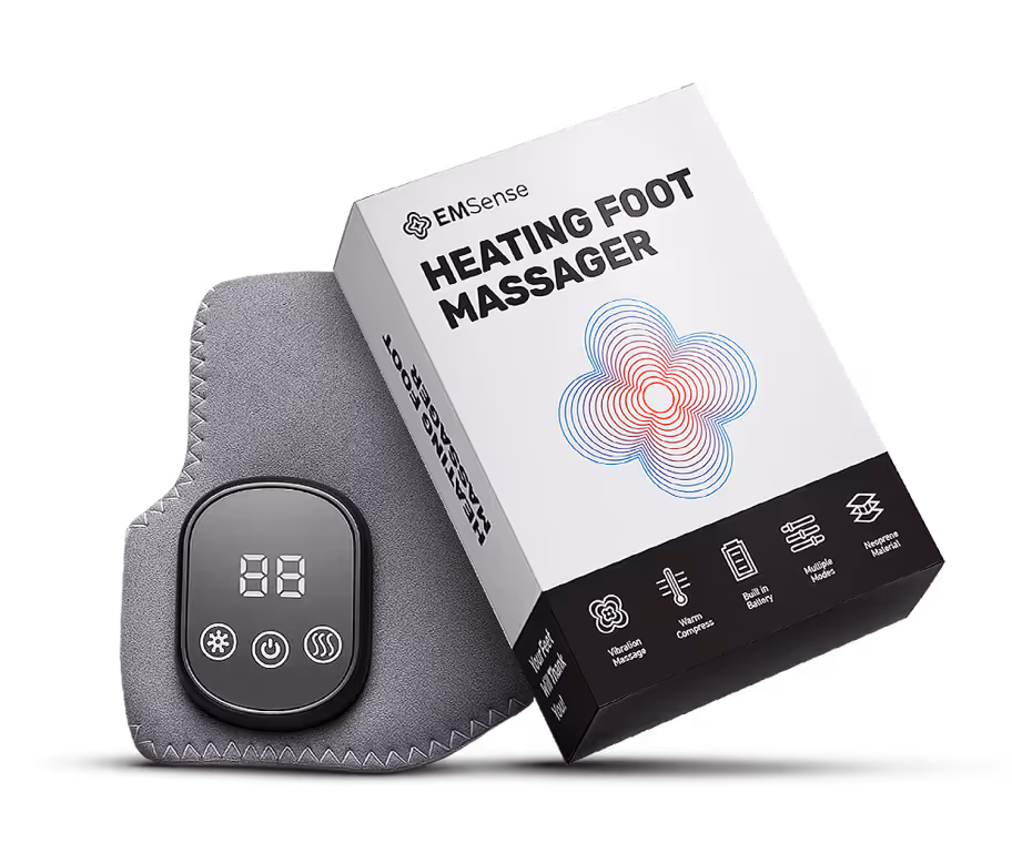 EMSense Heating Foot Massager with its box
